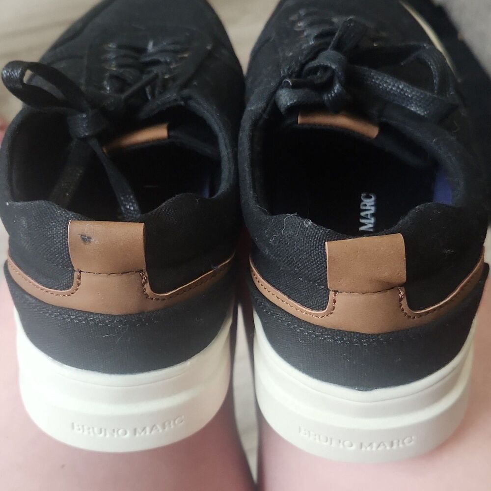 Bruno Marc Mens Canvas Sneakers Black Lace Up Casual Shoes Size 9.5 NWOD - Picture 5 of 6